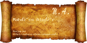 Mahács Alpár névjegykártya